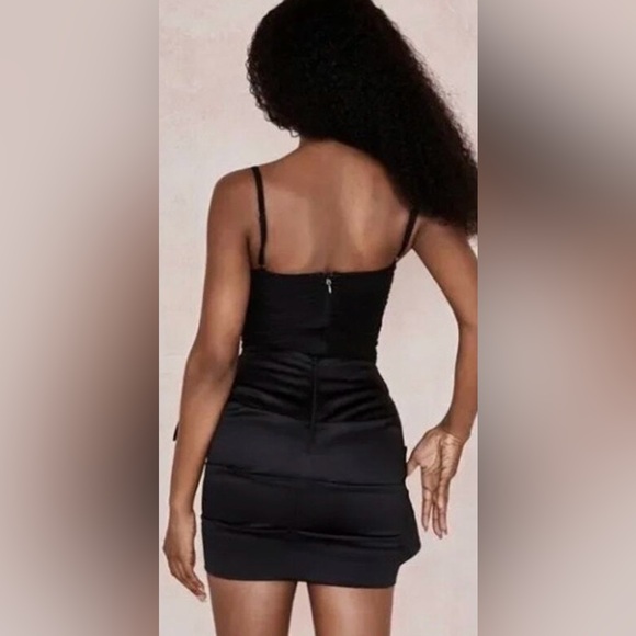 🔥House of CB Naima Black Satin Embellished Ruched Mini Skirt - Picture 3 of 7